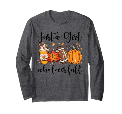 Just A Girl Who Loves Herbst Fußball Kürbis Cozy Autumn Leaf Langarmshirt Just A Girl Who Loves Herbst Fußball Kürbis Cozy Autumn Leaf Langarmshirt von Just A Girl Who Loves Fall Football Pumpkin Autumn