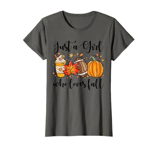 Just A Girl Who Loves Herbst Fußball Kürbis Cozy Autumn Leaf T-Shirt Just A Girl Who Loves Herbst Fußball Kürbis Cozy Autumn Leaf T-Shirt von Just A Girl Who Loves Fall Football Pumpkin Autumn