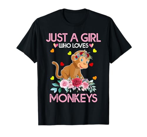 Affen-T-Shirt für Damen, Kinder, Just A Girl Who Loves Monkeys T-Shirt Affen-T-Shirt für Damen, Kinder, Just A Girl Who Loves Monkeys T-Shirt von Just A Girl Who Loves Monkeys Tee Gifts