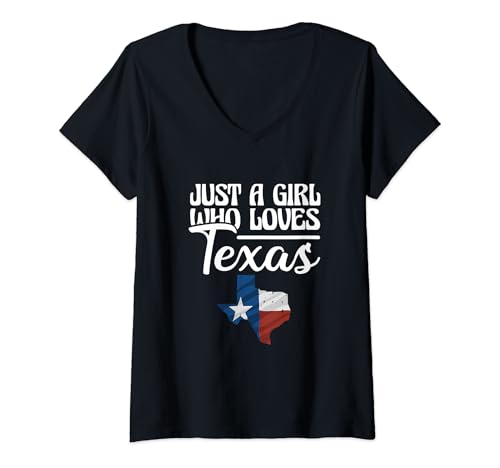 Damen Texan Girl Texas Home Lustig Nur ein Mädchen, das Texas liebt T-Shirt mit V-Ausschnitt Damen Texan Girl Texas Home Lustig Nur ein Mädchen, das Texas liebt T-Shirt mit V-Ausschnitt von Just A Girl Who Loves Texas Texan Girl Gift