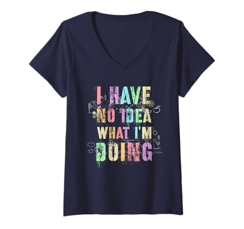 Damen Retro Ich Habe Keine Ahnung was ich Mache Chemie Team Teacher T-Shirt mit V-Ausschnitt Damen Retro Ich Habe Keine Ahnung was ich Mache Chemie Team Teacher T-Shirt mit V-Ausschnitt von Just A Girl Who Loves Think Nerd Inspire Women