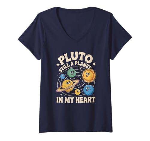 Damen Retro-Pluto ist Immer noch EIN Planet in Meinem Herzen, STEM-Teamlehrer T-Shirt mit V-Ausschnitt Damen Retro-Pluto ist Immer noch EIN Planet in Meinem Herzen, STEM-Teamlehrer T-Shirt mit V-Ausschnitt von Just A Girl Who Loves Think Nerd Inspire Women