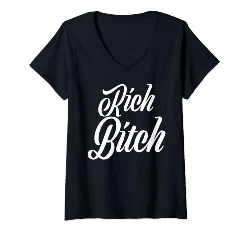 Damen Hot Rich Bitch Tops für Mädchen und Frauen T-Shirt mit V-Ausschnitt Damen Hot Rich Bitch Tops für Mädchen und Frauen T-Shirt mit V-Ausschnitt von Just A Rich Bitch, Co.