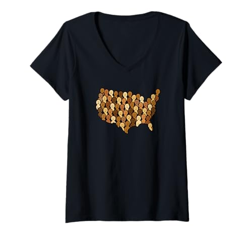 Damen American Identity T-Shirt mit V-Ausschnitt Damen American Identity T-Shirt mit V-Ausschnitt von Just American