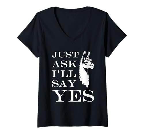 Damen Inappropriate I'm Not Picky Funny Just Ask I'll say yes T-Shirt mit V-Ausschnitt von Just Ask Funny Joke quote picky