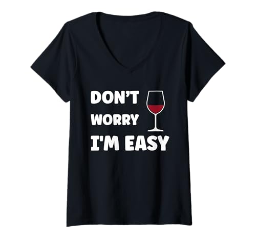 Damen Inappropriate Not Picky Funny Ask Don't Worry I'm Easy T-Shirt mit V-Ausschnitt Damen Inappropriate Not Picky Funny Ask Don't Worry I'm Easy T-Shirt mit V-Ausschnitt von Just Ask Funny Joke quote picky