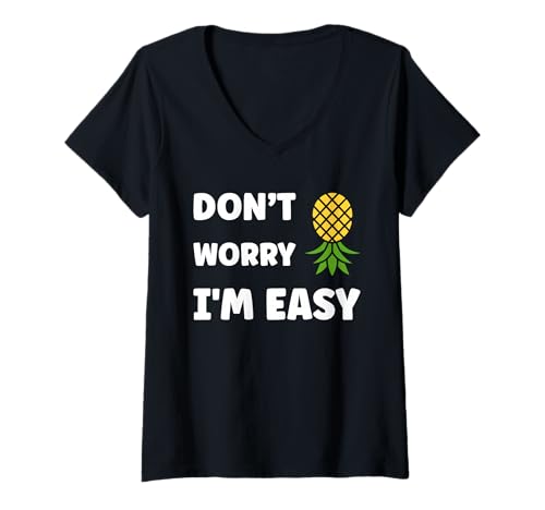 Damen Inappropriate Not Picky Funny Ask Don't Worry I'm Easy T-Shirt mit V-Ausschnitt Damen Inappropriate Not Picky Funny Ask Don't Worry I'm Easy T-Shirt mit V-Ausschnitt von Just Ask Funny Joke quote picky