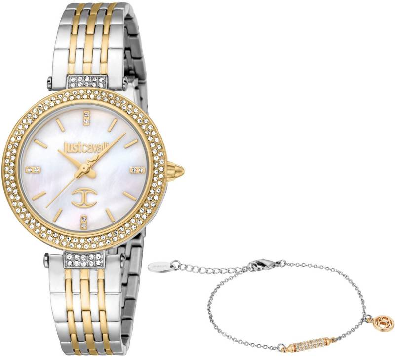 Just Cavalli Time Quarzuhr Savoca JC1L274M0075, (Set, 2-tlg., mit Armband), Armbanduhr, Damenuhr, Kristallsteine, Edelstahlarmband, Gerschenkidee von Just Cavalli Time