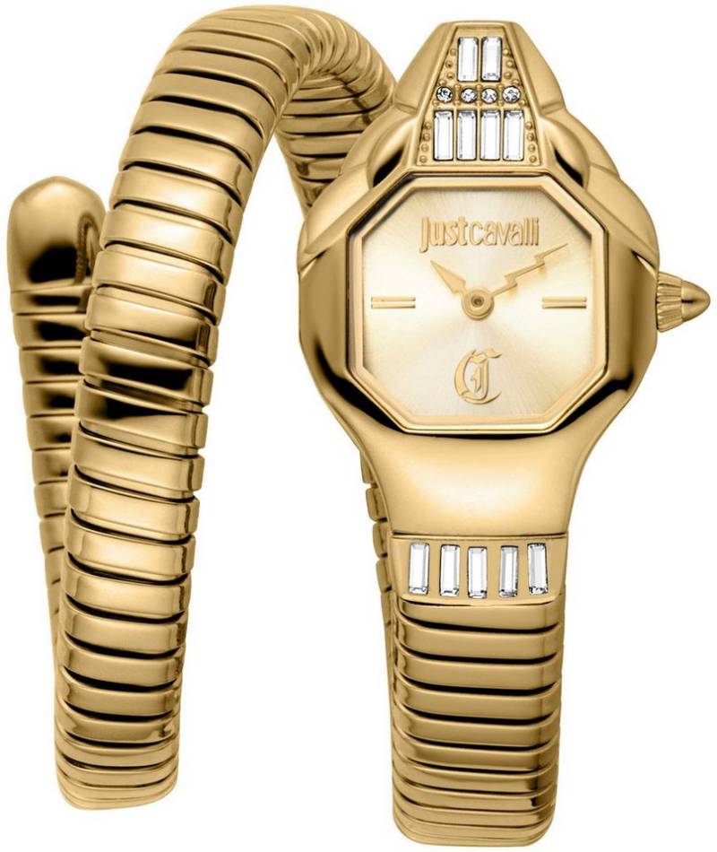 Just Cavalli Time Quarzuhr Signature Snake JC1L326M0025, Armbanduhr,Damenuhr,Edelstahlband,Perlmutt-Zifferblatt,Kristallsteine von Just Cavalli Time