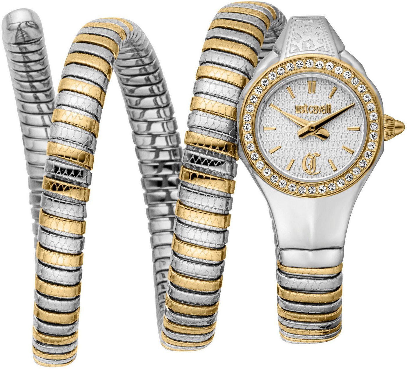 Just Cavalli Time Quarzuhr Signature Snake JC1L355M0055, Armbanduhr, Damenuhr, Edelstahlarmband, analog, Kristallsteine von Just Cavalli Time