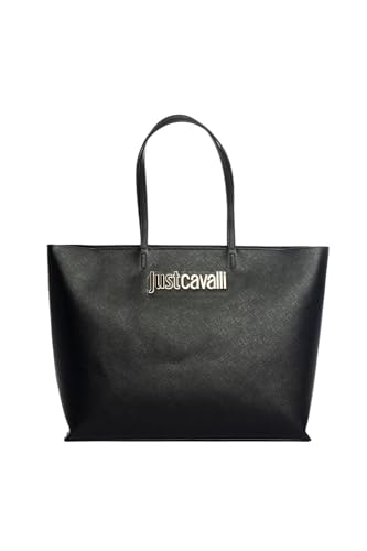 Just Cavalli Cavalli Handtasche, hergestellt aus hochwertigem Material und mit Logo auf der Vorderseite, Reißverschluss, Innentasche. Maße: Breite: 37,50 cm, Schwarz , Einheitsgröße von Just Cavalli