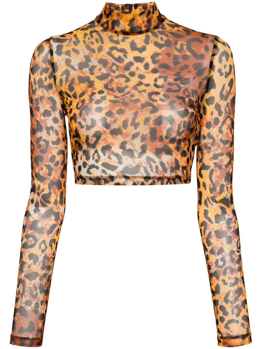 Just Cavalli Cropped-Oberteil mit Leoparden-Print - Orange von Just Cavalli