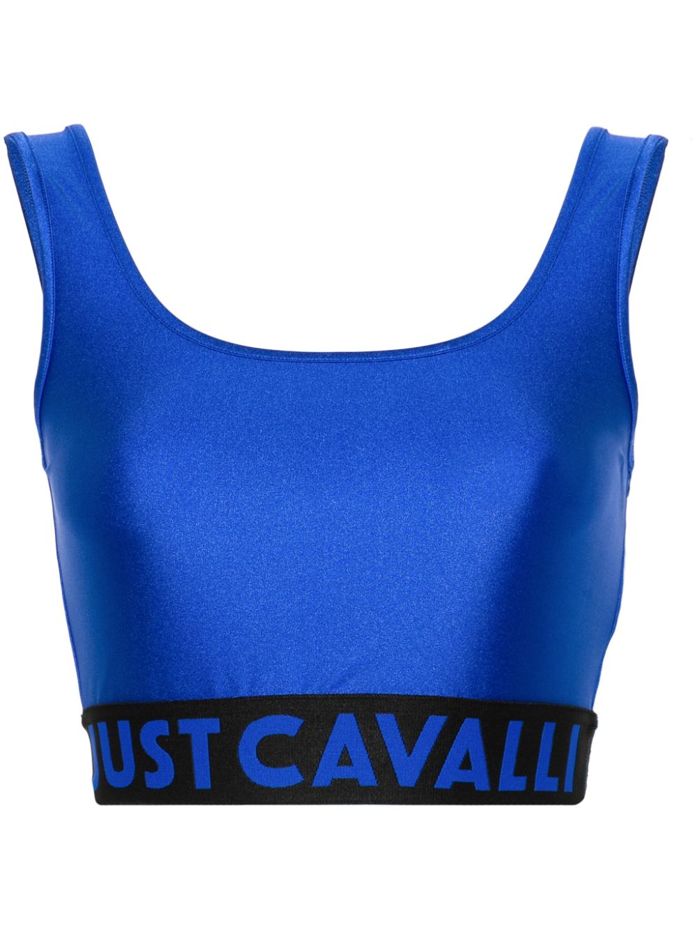 Just Cavalli Cropped-Oberteil mit Logo-Bund - Blau von Just Cavalli