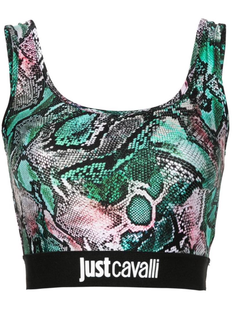 Just Cavalli Cropped-Top mit Schlangenleder-Print - Grün von Just Cavalli