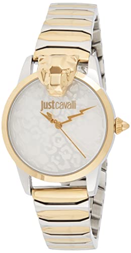 Just Cavalli Donna Graziosa Damen-Armbanduhr mit Analog-Anzeige und Edelstahl-Armband Jc1L220M0275, Silber/Gold, Armband von Just Cavalli