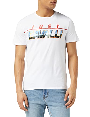 Just Cavalli Herren a Maniche Corte in Cotone T-Shirt, Optic weiß, X-Small von Just Cavalli