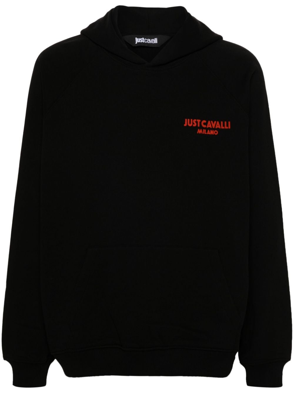 Just Cavalli Hoodie mit beflocktem Logo - Schwarz von Just Cavalli