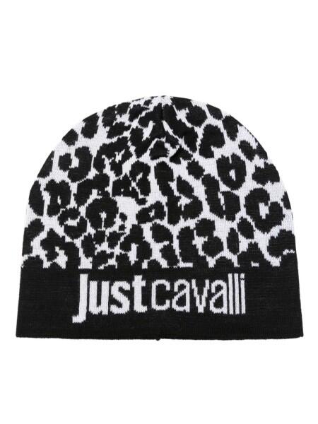 Just Cavalli - Just Cavalli Beanie Mütze, Leo Schwarz-Weiß von Just Cavalli