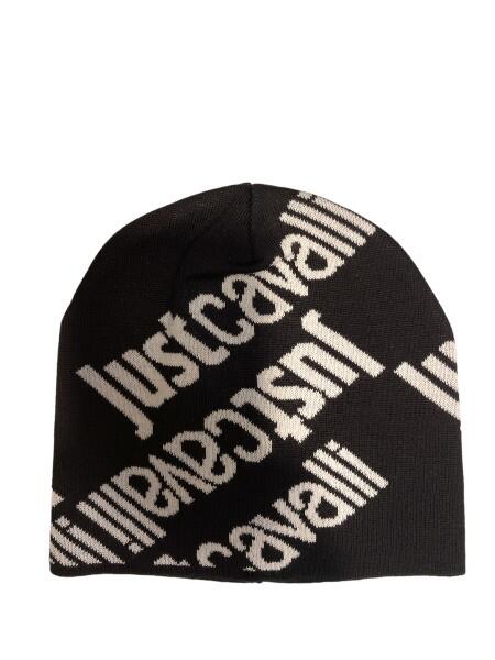 Just Cavalli - Just Cavalli Beanie Mütze, Logo Schwarz-Weiß von Just Cavalli