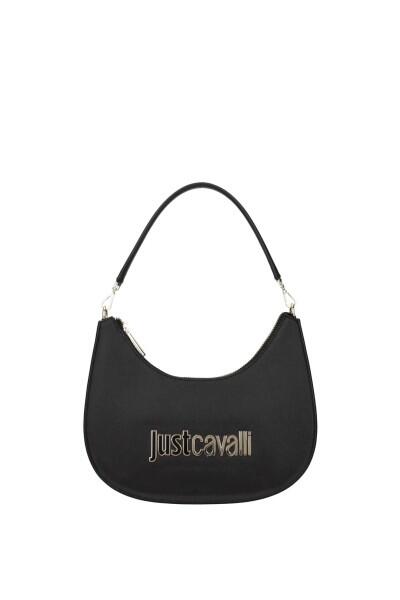 Just Cavalli - Just Cavalli Black Metal Lettering Hobo Bag, Schultertasche, Umhängetasche, S... von Just Cavalli