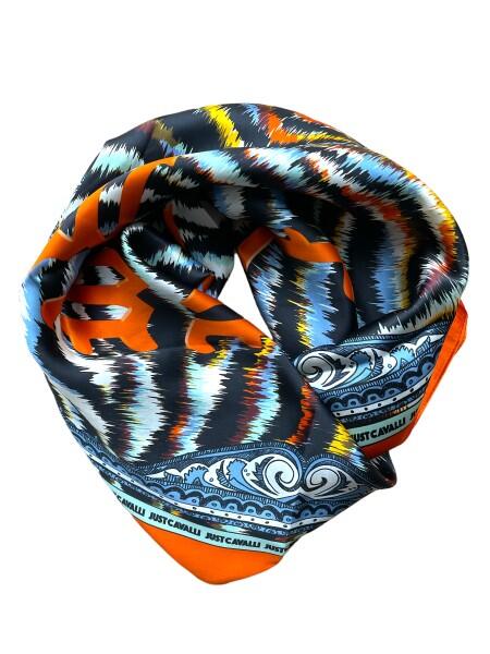 Just Cavalli - Just Cavalli Graphic Print Seidentuch, Schwarz-Mehrfarbig von Just Cavalli