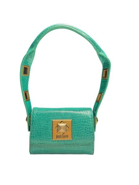 Just Cavalli - Just Cavalli Snake Lock Schultertasche, Umhängetasche, Kroko, Grün von Just Cavalli
