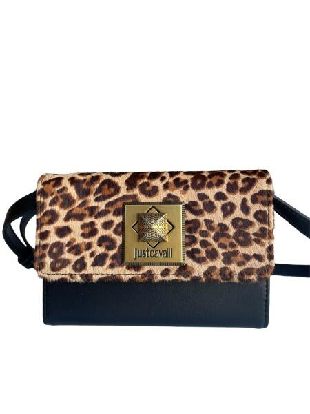 Just Cavalli - Just Cavalli Wild Leopard Lock Clutch, Umhängetasche, Brieftasche, Schwarz-Leo von Just Cavalli