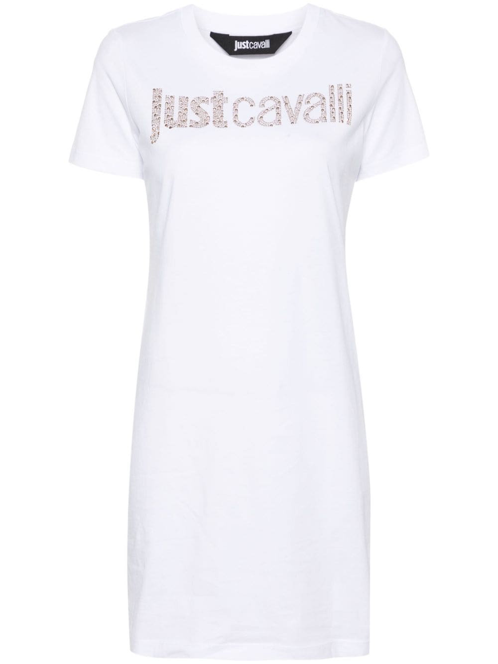 Just Cavalli T-Shirtkleid mit Strass-Logo - Weiß von Just Cavalli