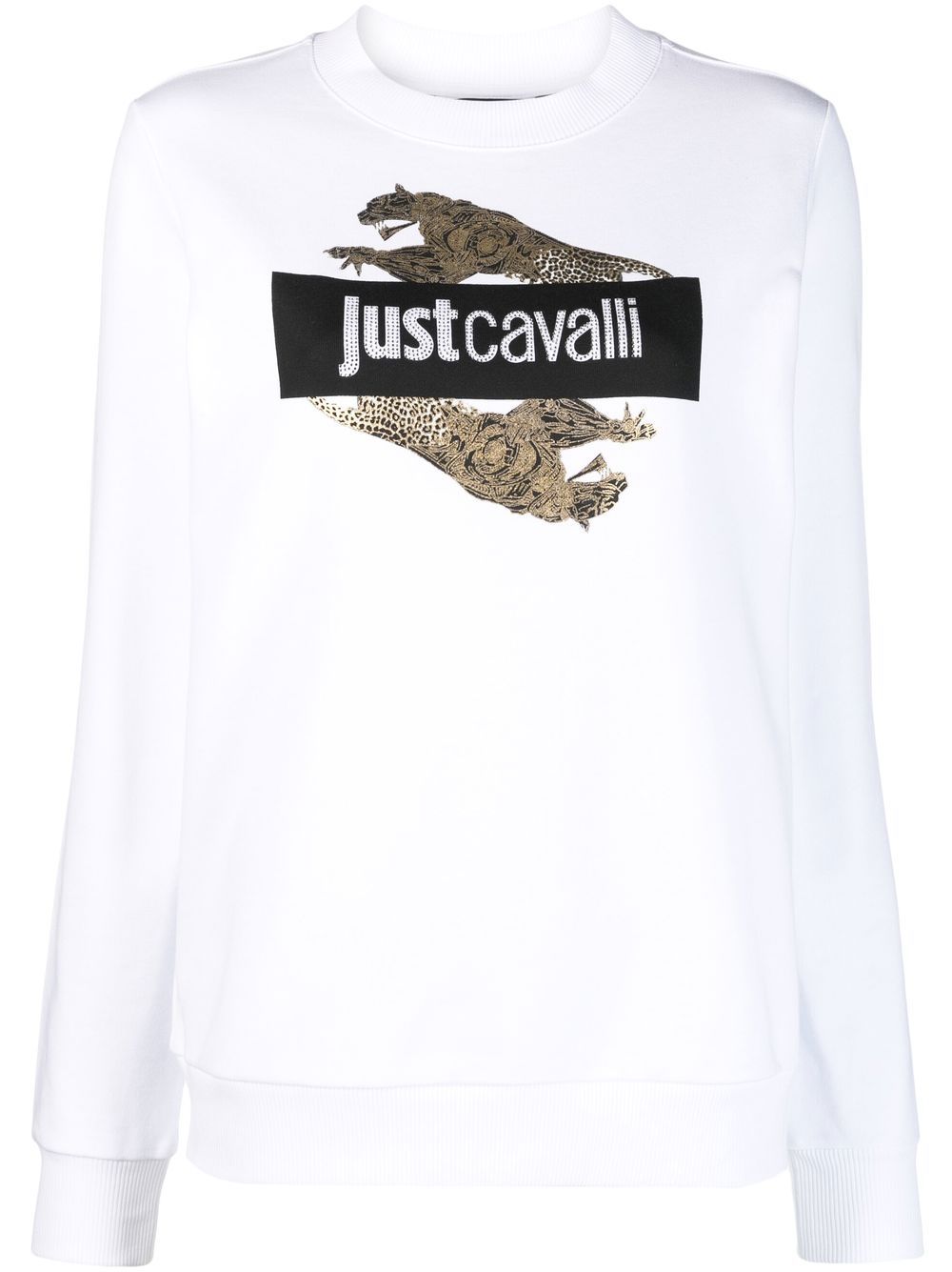 Just Cavalli Sweatshirt mit Strass-Logo - Weiß von Just Cavalli