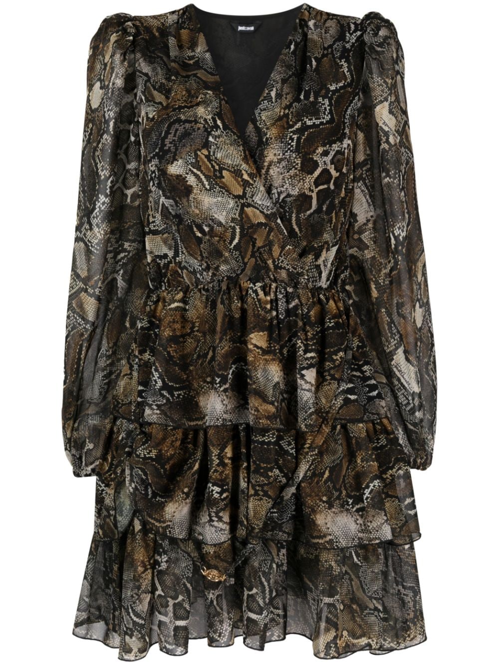 Just Cavalli Minikleid mit Schlangenleder-Print - Braun von Just Cavalli