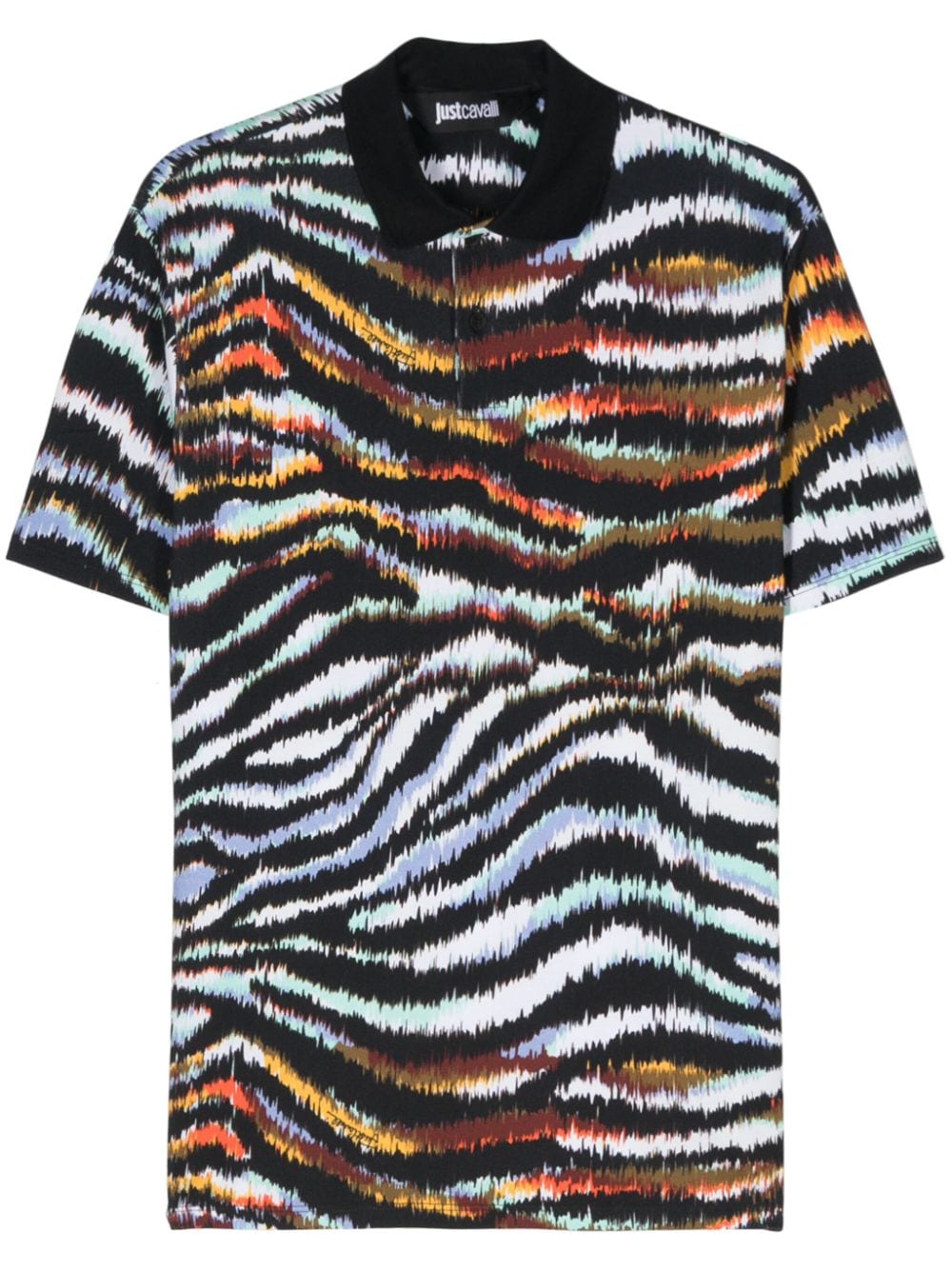 Just Cavalli Polohemd mit Zebra-Print - Schwarz von Just Cavalli