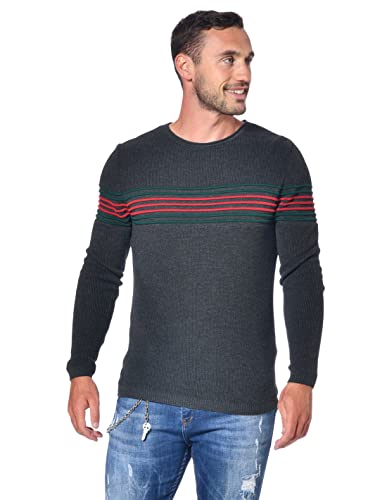 Just Emporio Herren Erwachsene, Pullover, Anthrazit/Grün/Rot, Medium von Just Emporio