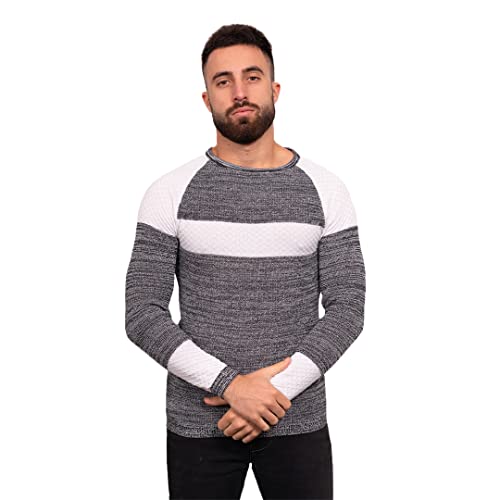 Just Emporio Herren Erwachsene, Pullover, Grau/Weiß, Small von Just Emporio