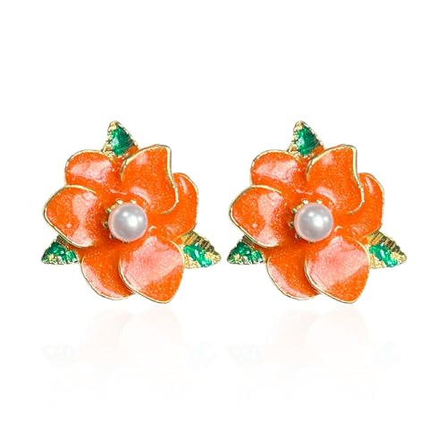 Just Follow Emaille Boho Blume Ohrstecker für Frauen mit grünem Blatt Blume geformt Gänseblümchen Ohrringe Valentinstag Muttertag, Metall, Kein Edelstein von Just Follow