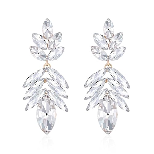 Just Follow Glitzernde Strass-Stein-Ohrringe im Vintage-Stil, ausgefallene Cluster-Kristall-Tropfen-Ohrringe, große bunte Kristall-Kronleuchter-Ohrringe für Frauen, Metall, Kein Edelstein von Just Follow