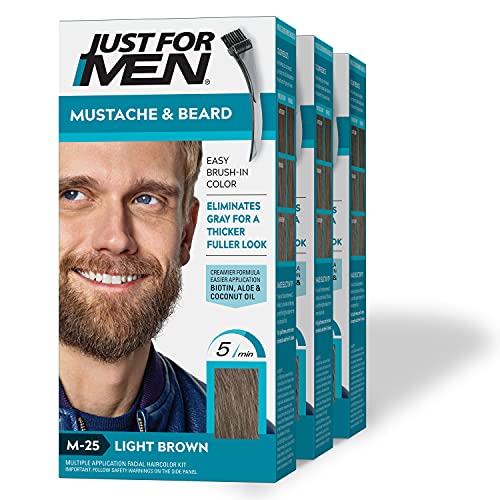 Just for Men Brush-In Farben und Bürste für Schnurrbart und Bart, 1 Set (3-teilig) von Just for men