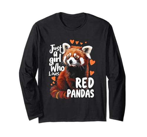 Tierliebhaberin, nur EIN Mädchen, das rote Pandas liebt, Kawaii Heart Langarmshirt von Just Girl Who Loves Red Pandas Kawaii Heart