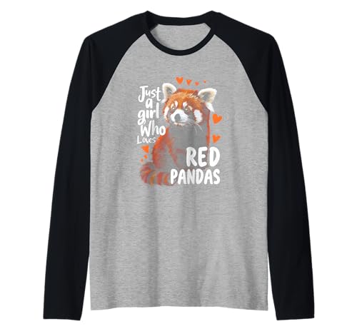 Tierliebhaberin, nur EIN Mädchen, das rote Pandas liebt, Kawaii Heart Raglan von Just Girl Who Loves Red Pandas Kawaii Heart