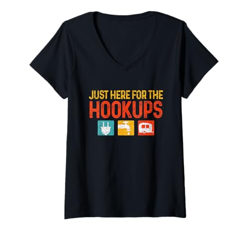 Damen Just Here for The Hookups Wohnmobil, Camping, RV T-Shirt mit V-Ausschnitt Damen Just Here for The Hookups Wohnmobil, Camping, RV T-Shirt mit V-Ausschnitt von Just Here For The Hookups Great Gifts