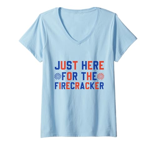 Damen Just Here for the Firecracker 4. Juli Independence Day T-Shirt mit V-Ausschnitt Damen Just Here for the Firecracker 4. Juli Independence Day T-Shirt mit V-Ausschnitt von Just Here for the Firecrackers Patriotic 4 of july