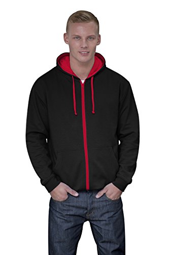 JH053 Varsity Zoodie Sweatjacke Sweatshirt Jacke XXL,Jet Black-Fire Red von Just Hoods