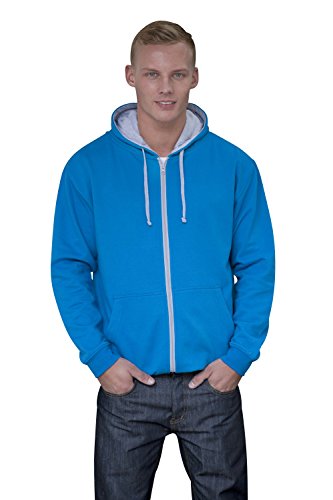 JH053 Varsity Zoodie Sweatjacke Sweatshirt Jacke XXL,Sapphire Blue-Heather Grey von Just Hoods