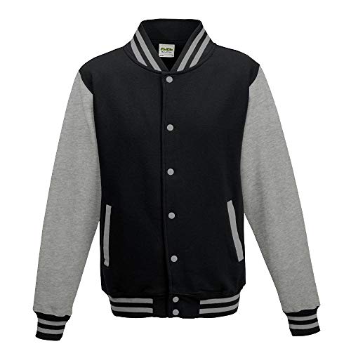 Just Hoods College Jacke 'Varsity Jacket, Tiefschwarz/Grau meliert, XS von Just Hoods