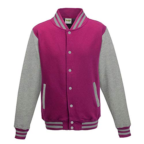 Just Hoods - Girlie College Jacke 'Varsity Jacket' / Hot Pink/Heather Grey, M von Just Hoods