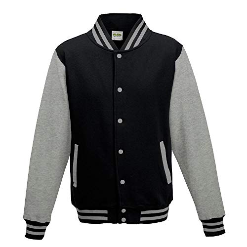 Just Hoods - Girlie College Jacke 'Varsity Jacket' / Jet Black/Heather Grey, M von Just Hoods