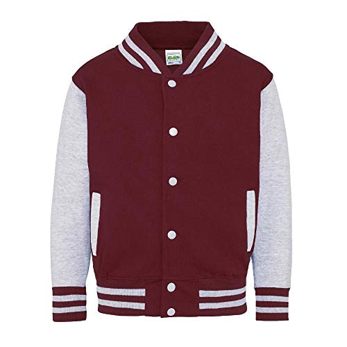 Just Hoods - Kinder College Jacke/Burgundy/Heather Grey, 9/11 (L) von Just Hoods