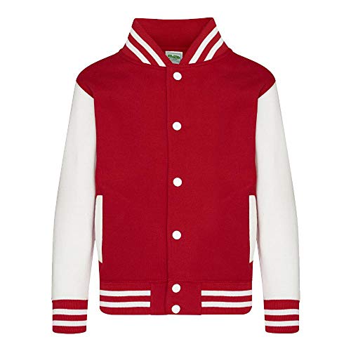 Just Hoods - Kinder College Jacke/Fire Red/White, 5/6 (S) von Just Hoods