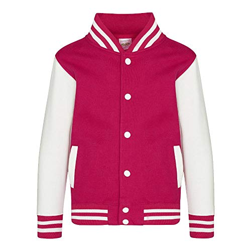 Just Hoods - Kinder College Jacke/Hot Pink/White, 3/4 (XS) von Just Hoods