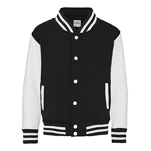 Just Hoods - Kinder College Jacke/Jet Black/White, 3/4 (XS) von Just Hoods