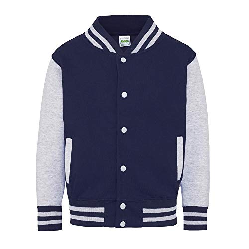 Just Hoods - Kinder College Jacke/Oxford Navy/Heather Grey, 7-8 Jahre von Just Hoods